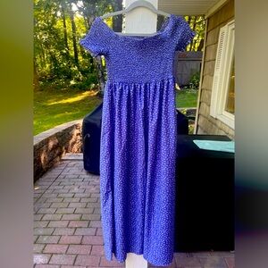 SHEIN VCAY Ditsy Floral Print Off Shoulder Split Thigh Maxi Dress - Size Large.